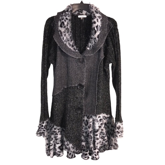 Sioni Leopard Mixed Patchwork Ruffle Sweater - Picture 3 of 11